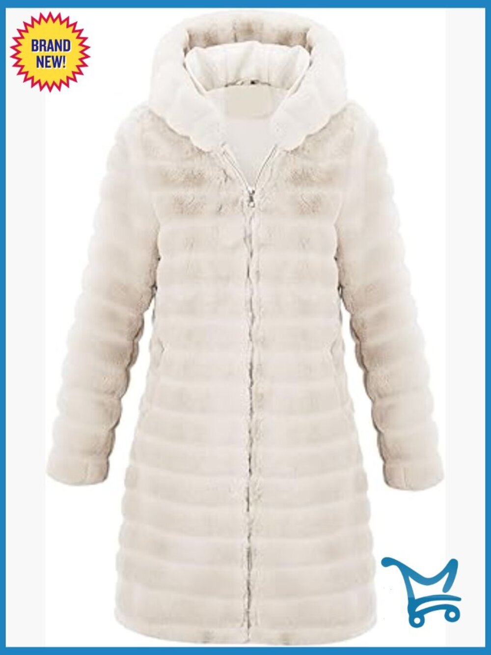 Long Faux Fur Coat Hooded Fuzzy Jacket Warm Overcoat